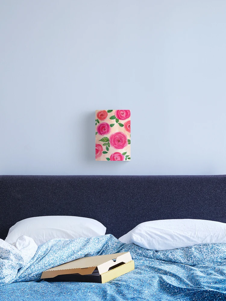 Thumbnail 2 of 3, Canvas Print, Pink Abstract Roses Pattern designed and sold by A Painted Garden .