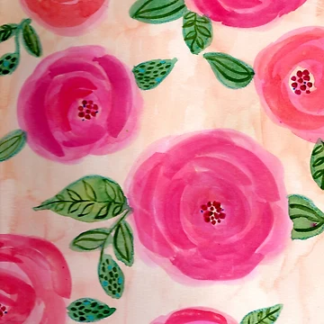 Artwork thumbnail, Pink Abstract Roses Pattern by A Painted Garden