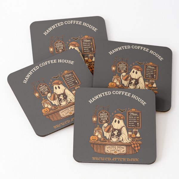 Item preview, Haunted Coffee House Brewed After Dark Vintage Halloween Design designed and sold by jananinaveen.