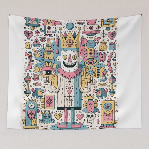 Item preview, Whimsical Doodle King Intricate Pattern Art designed and sold by Romgora.