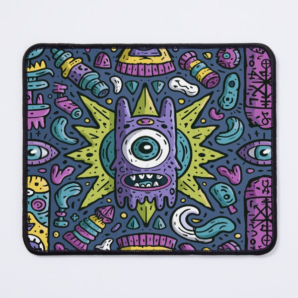 Item preview, Vibrant Trippy Monster Doodle Eye Pattern designed and sold by Romgora.