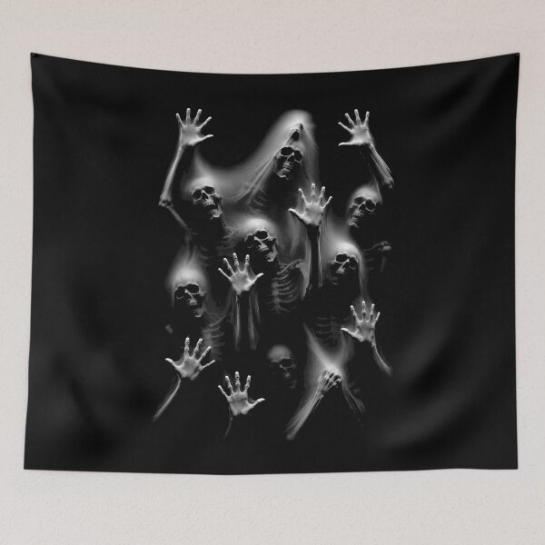 Item preview, haunting skeletons in shadowy embrace halloween designed and sold by rafaeltto.