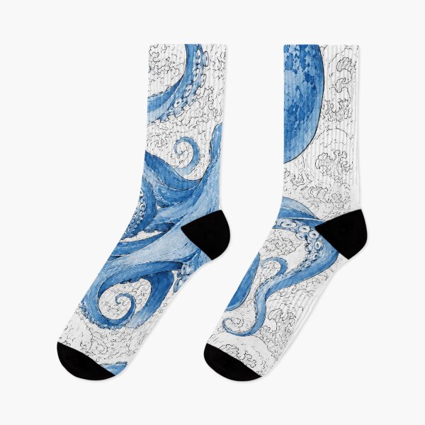 Item preview, Japanese Octopus Ukiyo-e Blue Wave Art Poster designed and sold by NordenPosters.