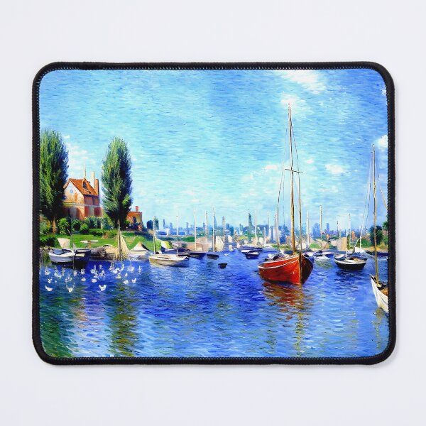 Item preview, Red Boats, Argenteuil: Brilliant Crimson Boats Resting on the Sunlit Seine designed and sold by artdesignsnow.