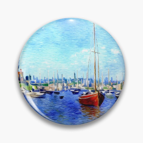 Item preview, Red Boats, Argenteuil: Brilliant Crimson Boats Resting on the Sunlit Seine designed and sold by artdesignsnow.