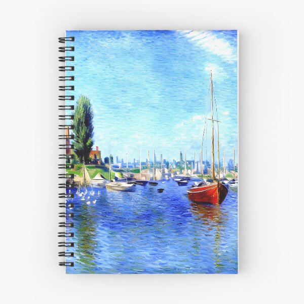 Item preview, Red Boats, Argenteuil: Brilliant Crimson Boats Resting on the Sunlit Seine designed and sold by artdesignsnow.
