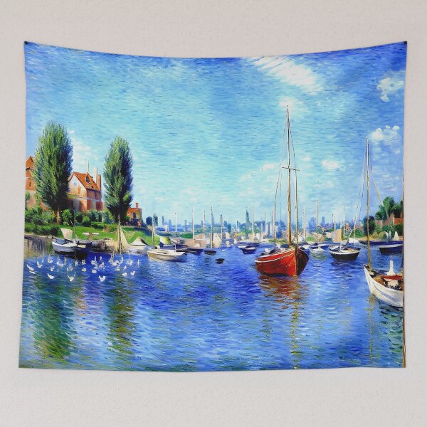 Item preview, Red Boats, Argenteuil: Brilliant Crimson Boats Resting on the Sunlit Seine designed and sold by artdesignsnow.