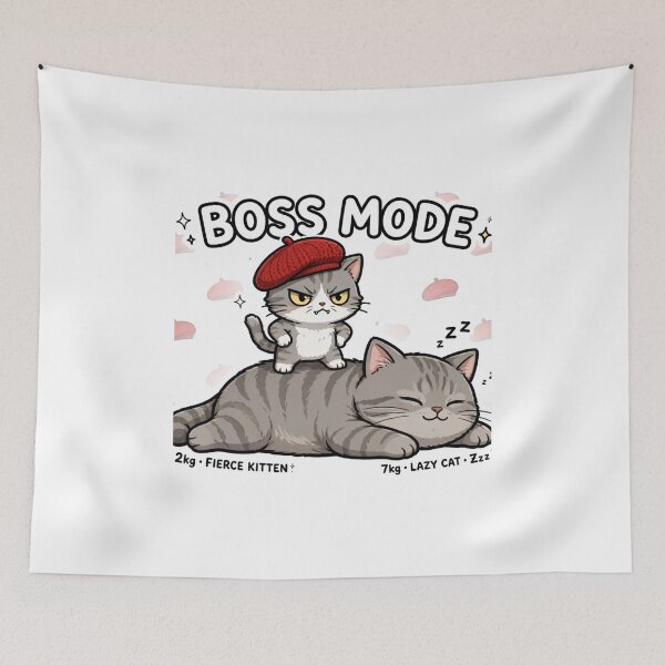 Item preview, Boss Mode - Freda 2kg vs Junior 7kg Funny Cat Duo designed and sold by MAISON SYLVIE.