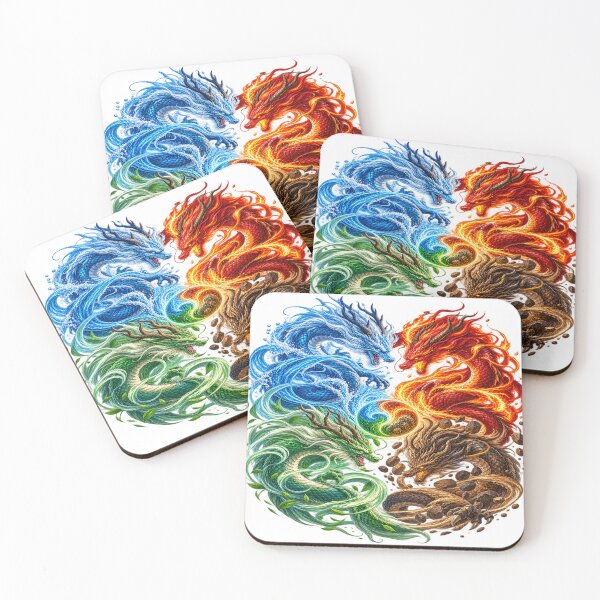 Item preview, Four Elemental Dragons Fantasy Artwork designed and sold by redengineers.