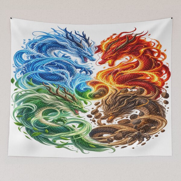 Item preview, Four Elemental Dragons Fantasy Artwork designed and sold by redengineers.