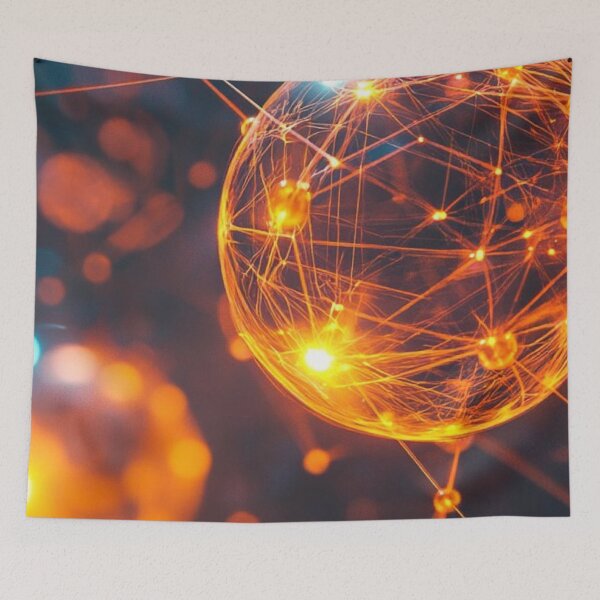Item preview, Glowing Orange Digital Sphere Futuristic Network Connection designed and sold by LYAN-STORE.