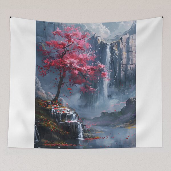 Item preview, Crimson Blossom by the Misty Waterfall designed and sold by yasminularje13.