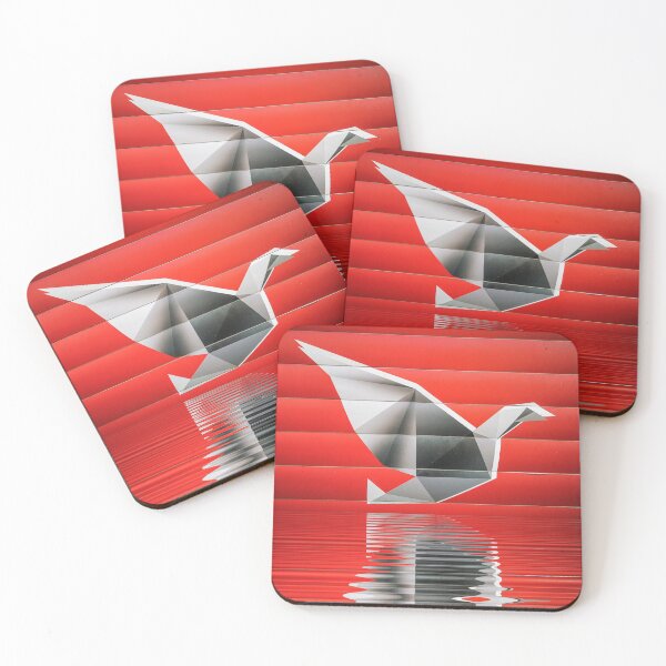 Item preview,  origami bird shape against a red background designed and sold by mister-john.