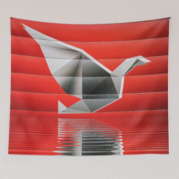 Item preview,  origami bird shape against a red background designed and sold by mister-john.