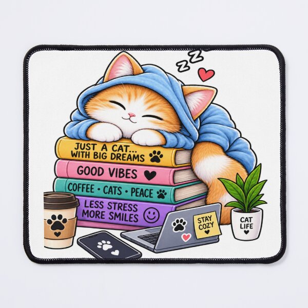 Item preview, Just a Cat with Big Dreams – Cozy Sleeping Cat designed and sold by Genzfirevibes.