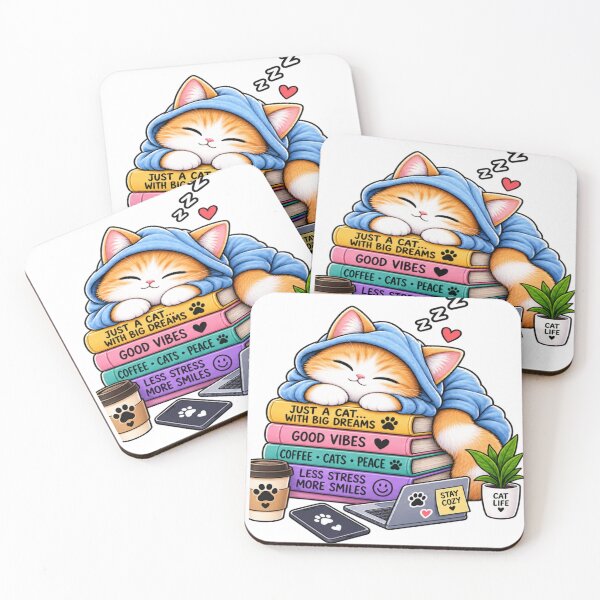 Item preview, Just a Cat with Big Dreams – Cozy Sleeping Cat designed and sold by Genzfirevibes.