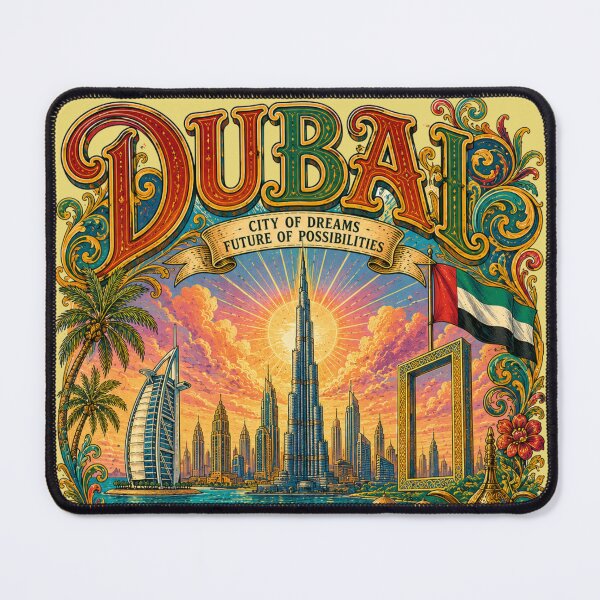 Item preview, Dubai City of Dreams Vintage Travel Poster designed and sold by Skyrocketz.
