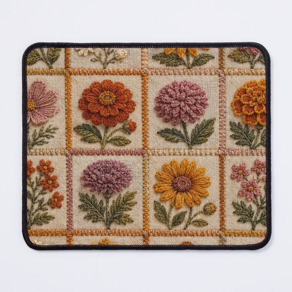 Item preview, Fall Flower Quilt Vintage Embroidered Patchwork designed and sold by Yellowriversss.