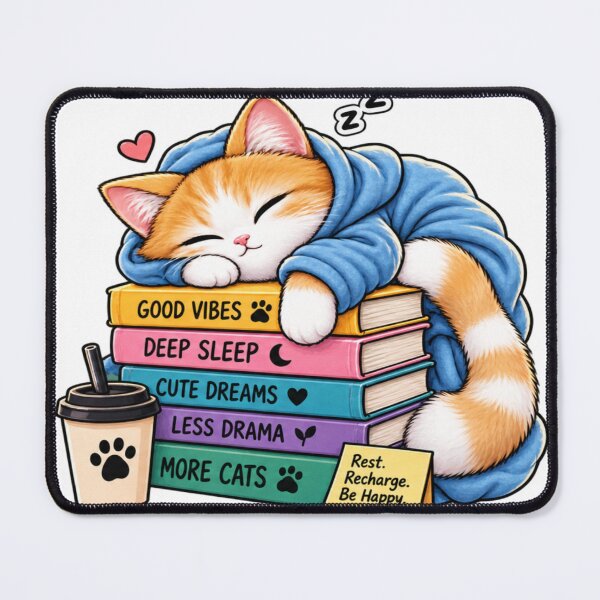 Item preview, Good Vibes Deep Sleep – Cozy Sleeping Cat with Books designed and sold by Genzfirevibes.