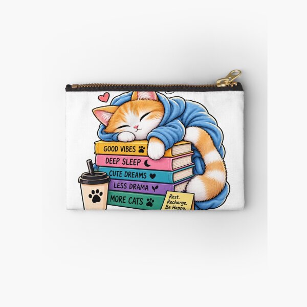 Item preview, Good Vibes Deep Sleep – Cozy Sleeping Cat with Books designed and sold by Genzfirevibes.