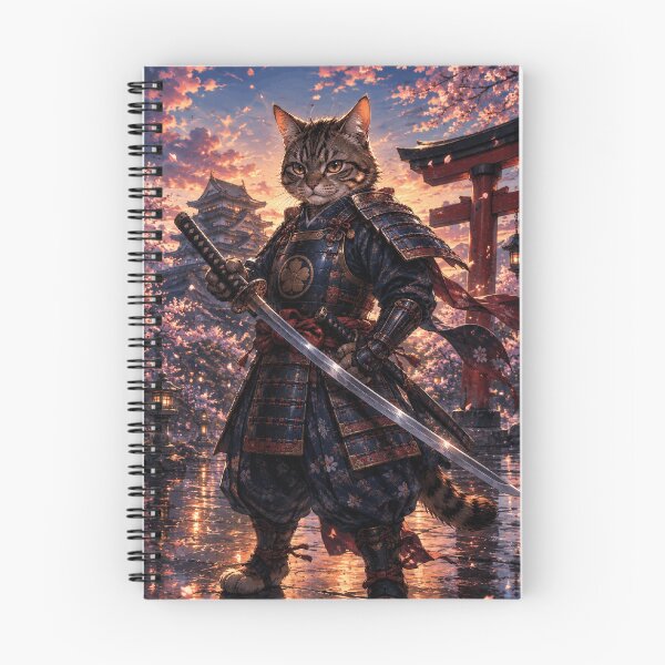 Item preview, Anime Samurai Cat in Kyoto - Japanese Warrior Cat an Sunset designed and sold by CzipipitoStudio.