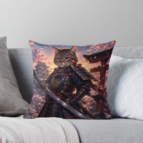 Item preview, Anime Samurai Cat in Kyoto - Japanese Warrior Cat an Sunset designed and sold by CzipipitoStudio.