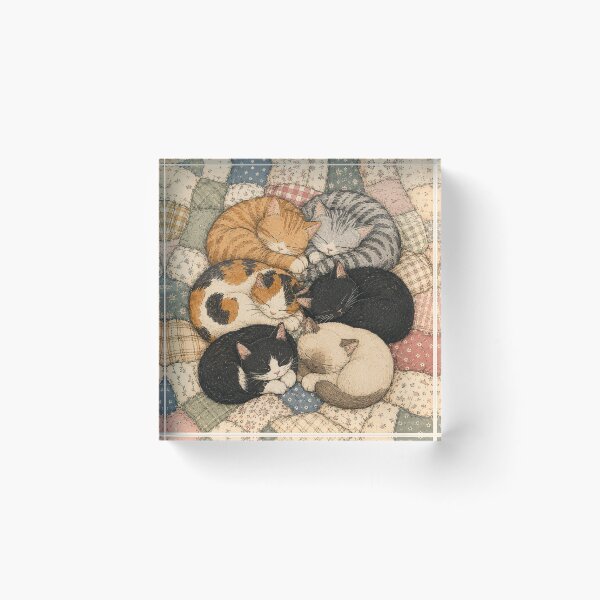 Item preview, Sleeping Cats On Quilt Cozy Cat Lovers designed and sold by Yellowriversss.
