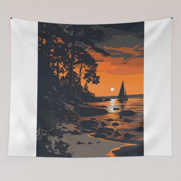 Item preview, Sunset Sail Along the Rocky Coast designed and sold by yasminularje13.
