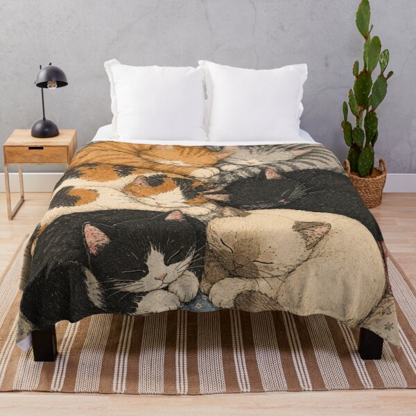 Item preview, Sleeping Cats On Quilt Cozy Cat Lovers designed and sold by Yellowriversss.
