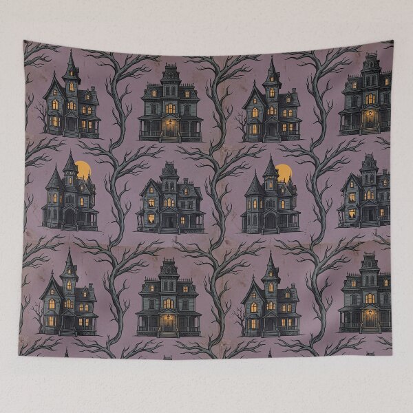 Item preview, Haunted Mansion - Vintage Seamless Halloween Pattern designed and sold by inkaylindesign.