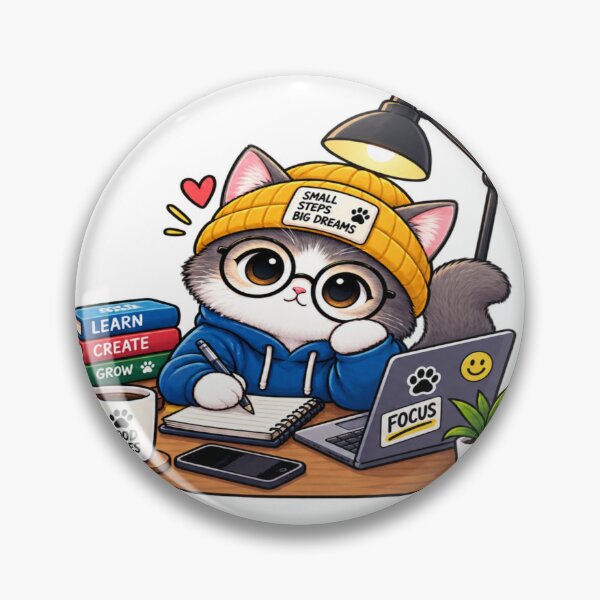 Item preview, Small Steps Big Dreams – Cute Cat Study & Focus designed and sold by Genzfirevibes.