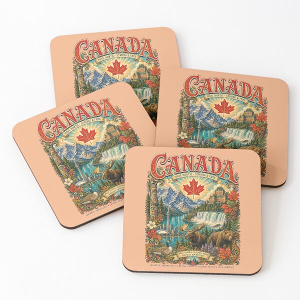 Item preview, Canada True North Strong and Free Vintage Travel Poster designed and sold by Skyrocketz.