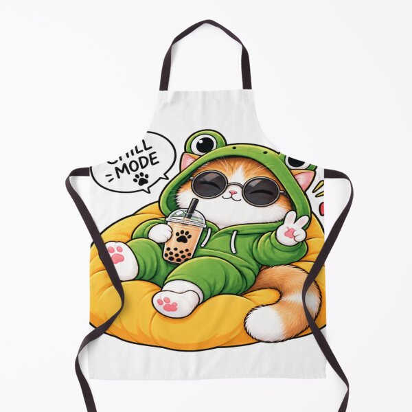 Item preview, Chill Mode Cat – Cute Frog Hoodie Cat with Boba designed and sold by Genzfirevibes.