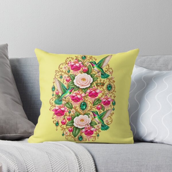 Item preview, Emerald Hummingbirds & Fuchsia Jewels – Art Nouveau Botanical Emblem designed and sold by sunbowjp stadio.