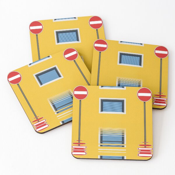 Item preview, No-entry sign with rectangle windows and yellow walls designed and sold by mister-john.