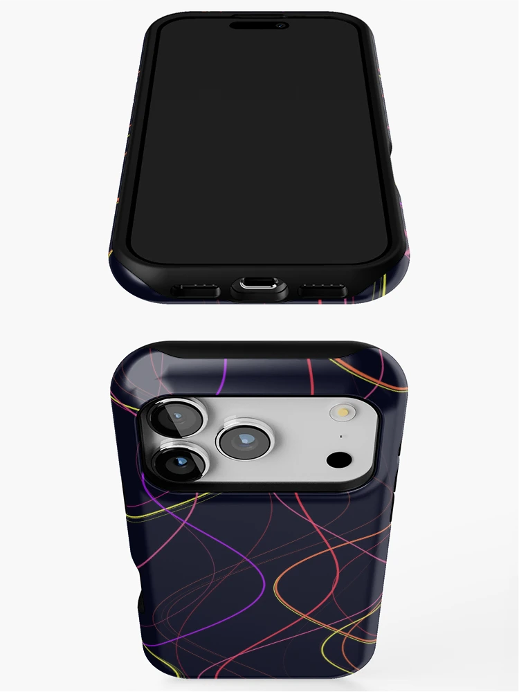 Thumbnail 3 of 4, iPhone Case, Abstract Neon Multicolor Wavy Flow Pattern designed and sold by GraphyLab.