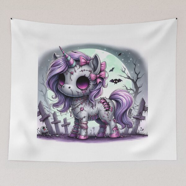 Item preview, Zombie unicorn in front of fencing designed and sold by TimesTwoAngela.