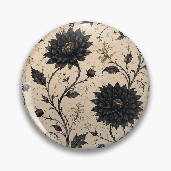 Item preview, Black Dahlia Pattern – Gothic Victorian Floral on Cream – Dark Elegant Wall Art designed and sold by @SHINTOSARTSTORE.