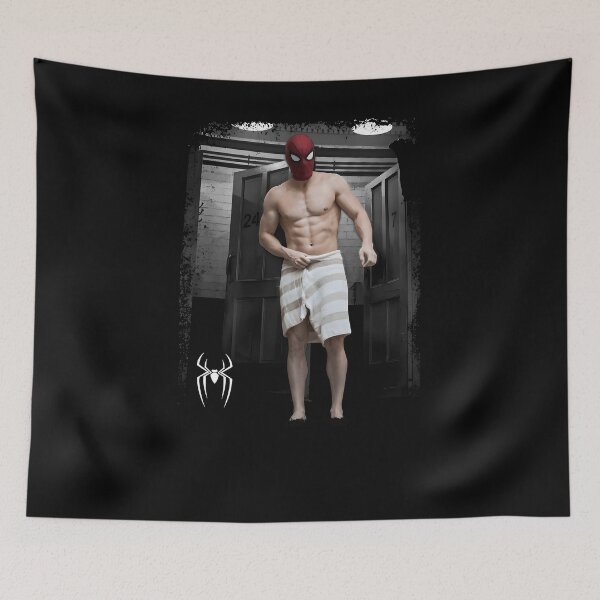 Item preview, Spider-Man Funny Parody Shirt, Shirtless Superhero Meme Graphic Tee, Spidey Mask Humor, Marvel Fan Gift, Weird Comic Costume Design designed and sold by Catspeachy.