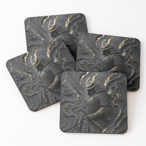 Item preview, Samurai Wall Art, Black Gold Wabi Sabi - Samurai in the Wave designed and sold by Emily Print.