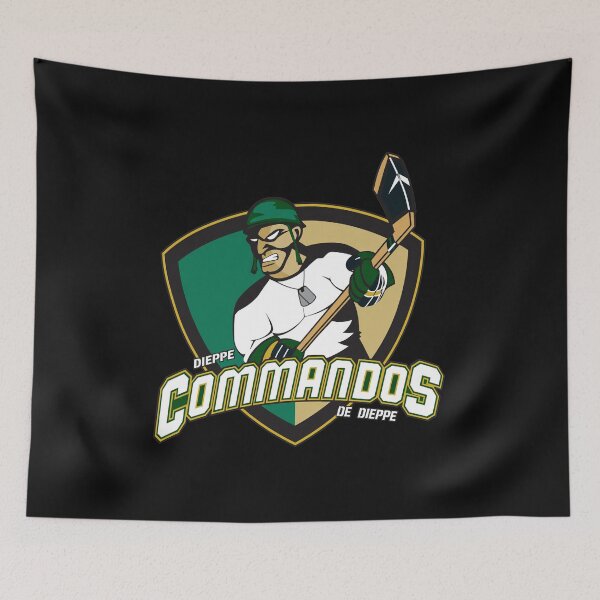 Item preview, Dieppe Commandos Retro Hockey Mascot Logo designed and sold by ChemiCrocheting.