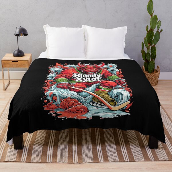 Item preview, Red Demon Ice Hockey Player Art designed and sold by ChemiCrocheting.