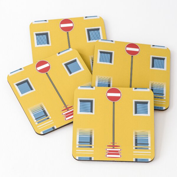 Item preview, No-entry sign with square windows and yellow walls designed and sold by mister-john.