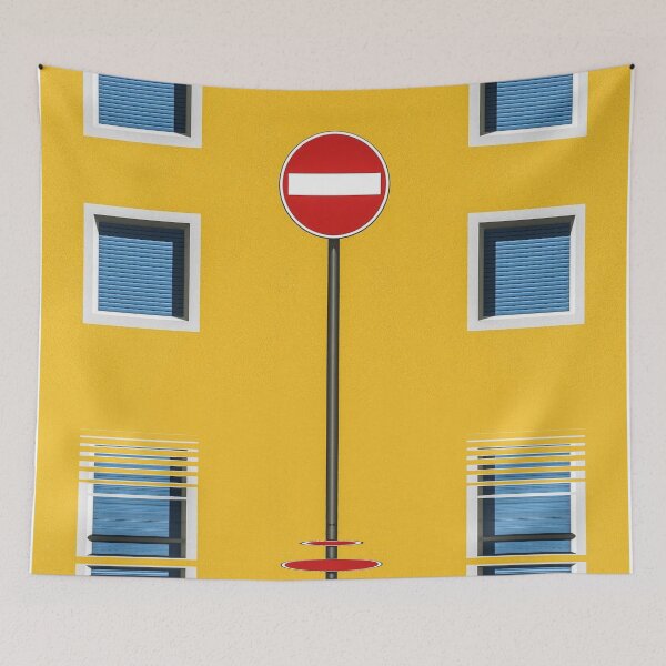 Item preview, No-entry sign with square windows and yellow walls designed and sold by mister-john.