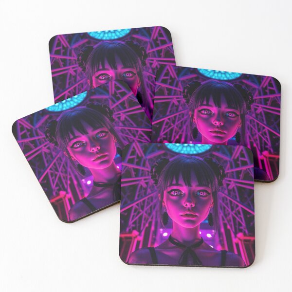 Item preview, Neon Gothic Girl, Pink Purple Cyberpunk Portrait designed and sold by SweetLilith.