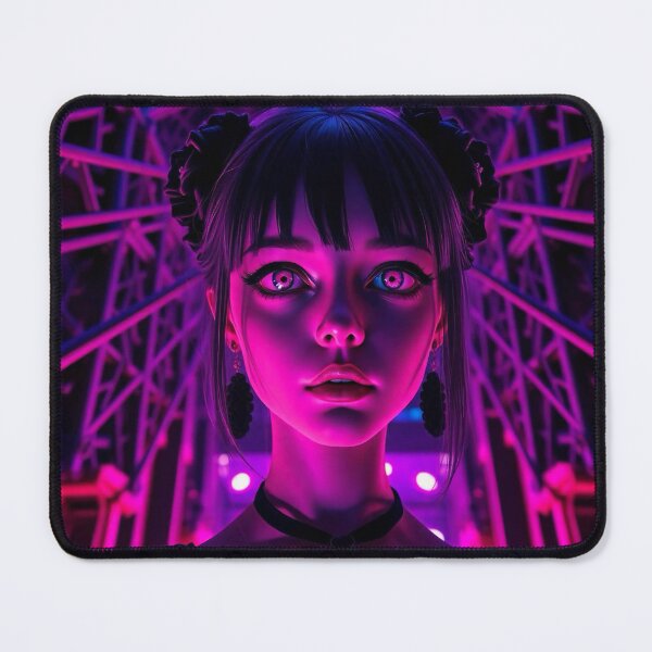 Item preview, Neon Gothic Girl, Pink Purple Cyberpunk Portrait designed and sold by SweetLilith.