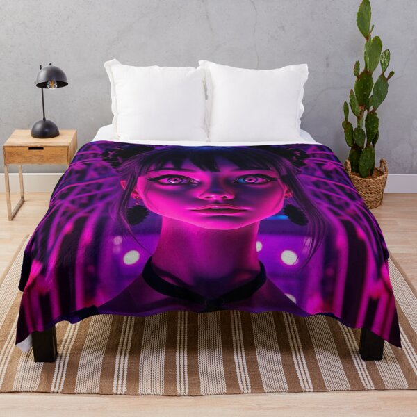 Item preview, Neon Gothic Girl, Pink Purple Cyberpunk Portrait designed and sold by SweetLilith.
