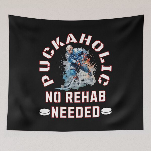 Item preview, Puckaholic No Rehab Needed Hockey Art designed and sold by ChemiCrocheting.