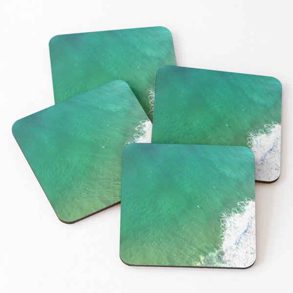 Item preview, Waiting for a wave - aerial drone view of calm ocean with surfers designed and sold by Rachel Elizabeth Photography.