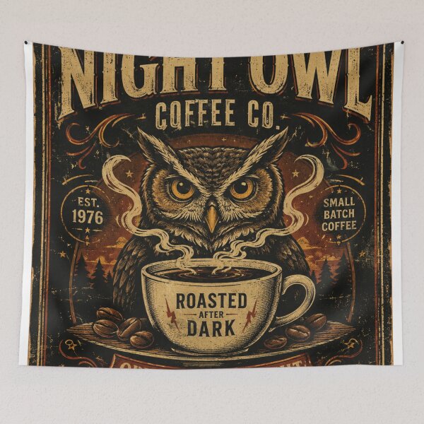 Item preview, Night Owl Coffee Co. | Vintage Coffeehouse Owl Illustration designed and sold by AAstore0013.